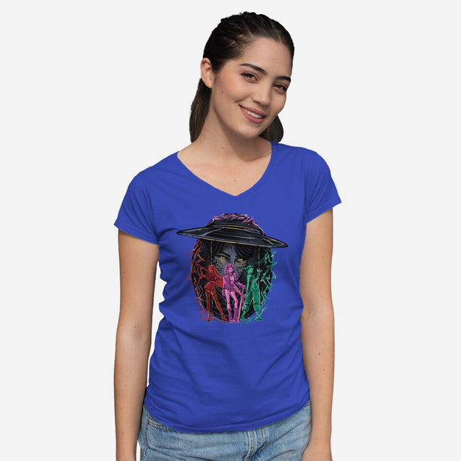 Hunt In Style-Womens-V-Neck-Tee-glitchygorilla