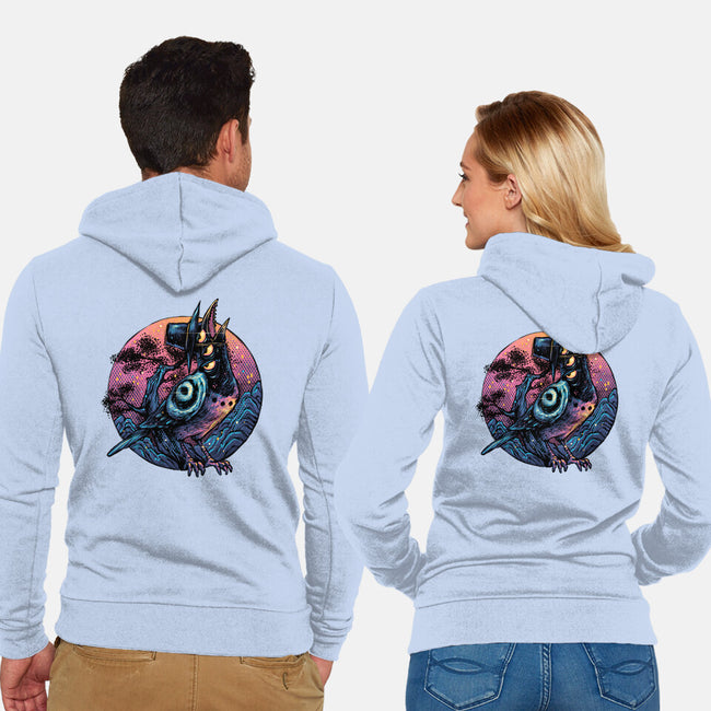Crow From The Underworld-Unisex-Zip-Up-Sweatshirt-glitchygorilla