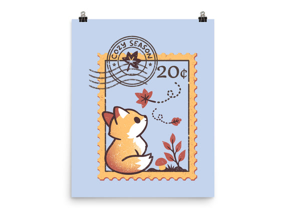 Autumn Fox Postage Stamp
