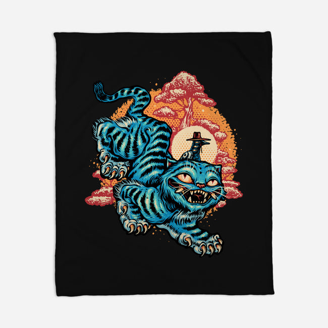 The Glowing Tiger-None-Fleece-Blanket-glitchygorilla