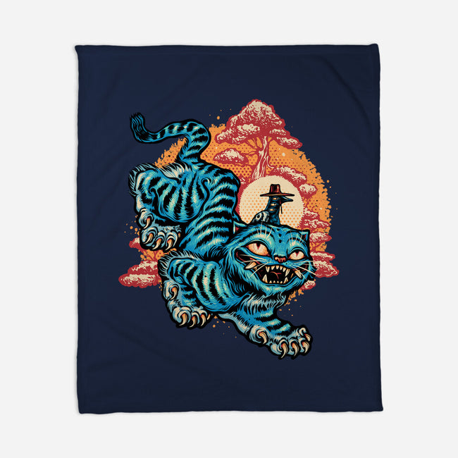 The Glowing Tiger-None-Fleece-Blanket-glitchygorilla