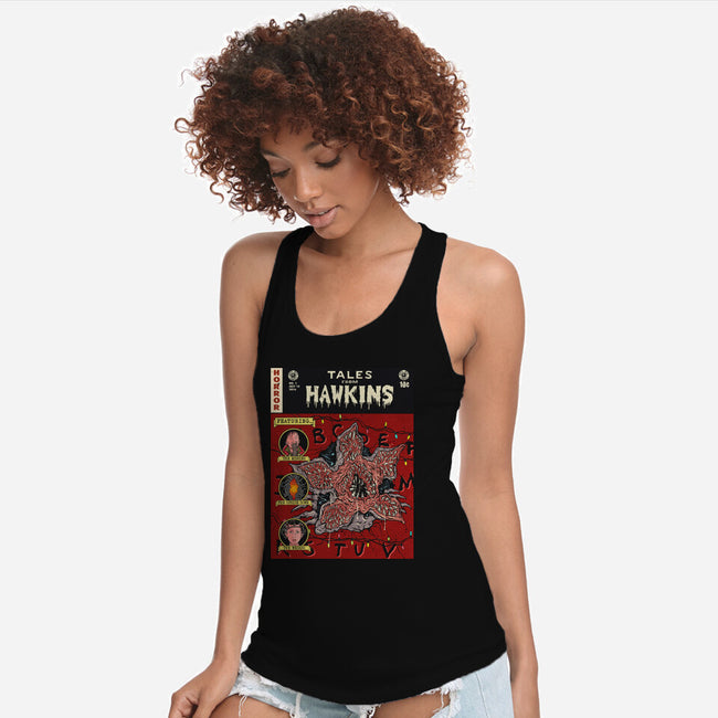 Tales From Hawkins 1-Womens-Racerback-Tank-Green Devil