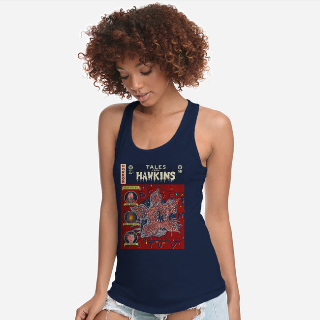 Tales From Hawkins 1-Womens-Racerback-Tank-Green Devil