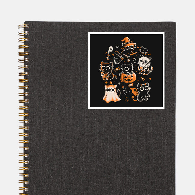 Spooky Kitten Family-None-Glossy-Sticker-eduely