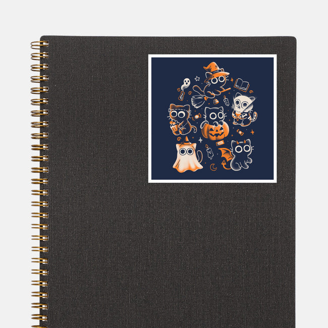 Spooky Kitten Family-None-Glossy-Sticker-eduely