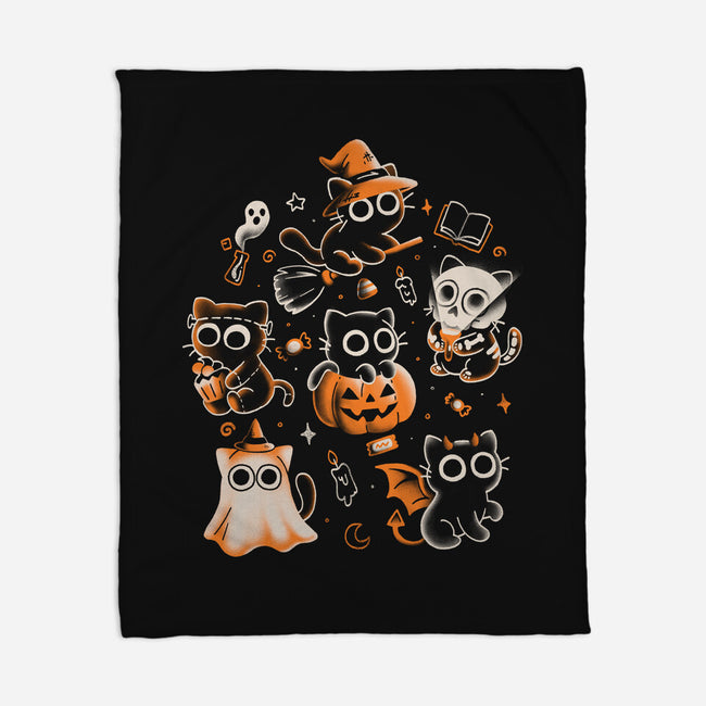Spooky Kitten Family-None-Fleece-Blanket-eduely