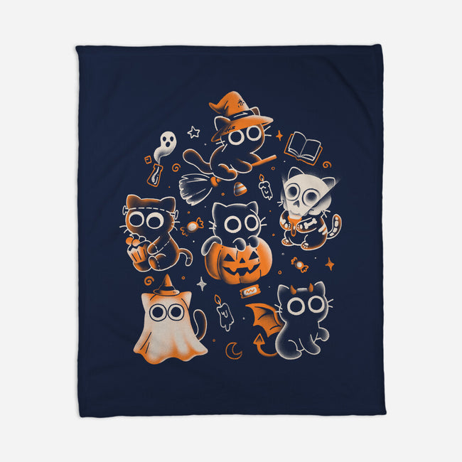 Spooky Kitten Family-None-Fleece-Blanket-eduely