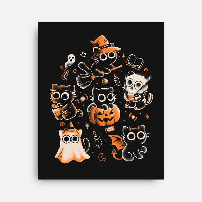 Spooky Kitten Family-None-Stretched-Canvas-eduely