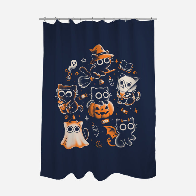 Spooky Kitten Family-None-Polyester-Shower Curtain-eduely