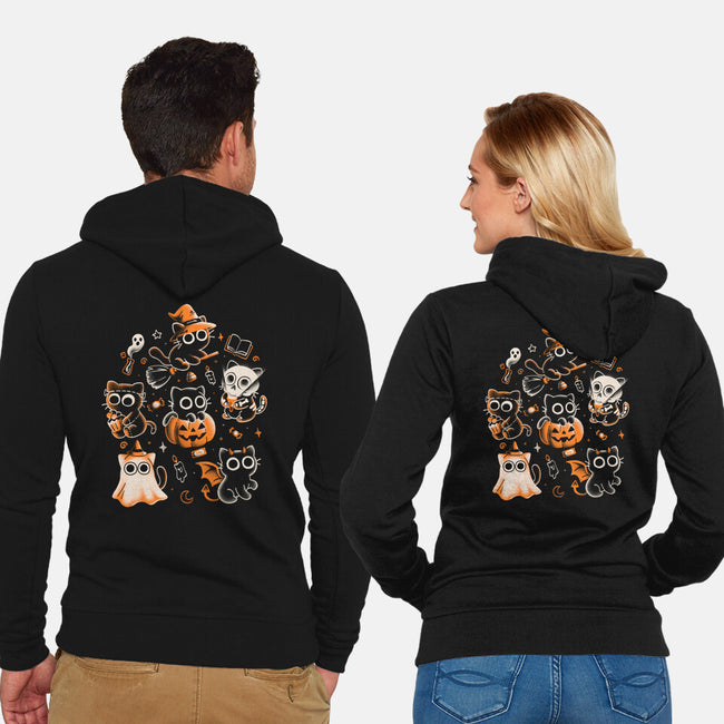 Spooky Kitten Family-Unisex-Zip-Up-Sweatshirt-eduely
