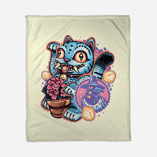 Blue Tiger Of Prosperity-None-Fleece-Blanket-glitchygorilla