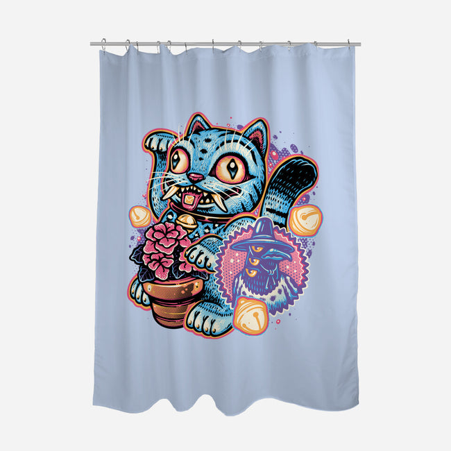 Blue Tiger Of Prosperity-None-Polyester-Shower Curtain-glitchygorilla