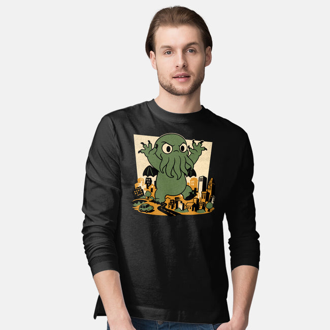 Cthulhu City Destruction-Mens-Long Sleeved-Tee-Studio Mootant