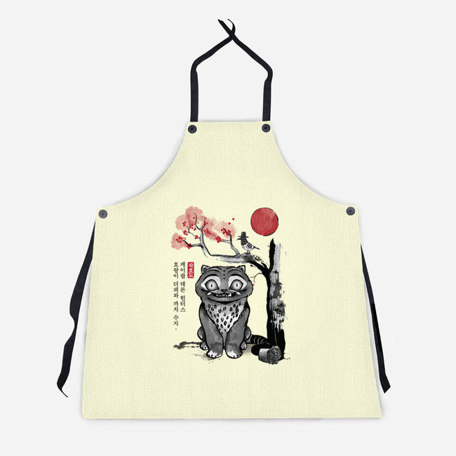 The Tiger And The Magpie Sumi-e-Unisex-Kitchen-Apron-DrMonekers