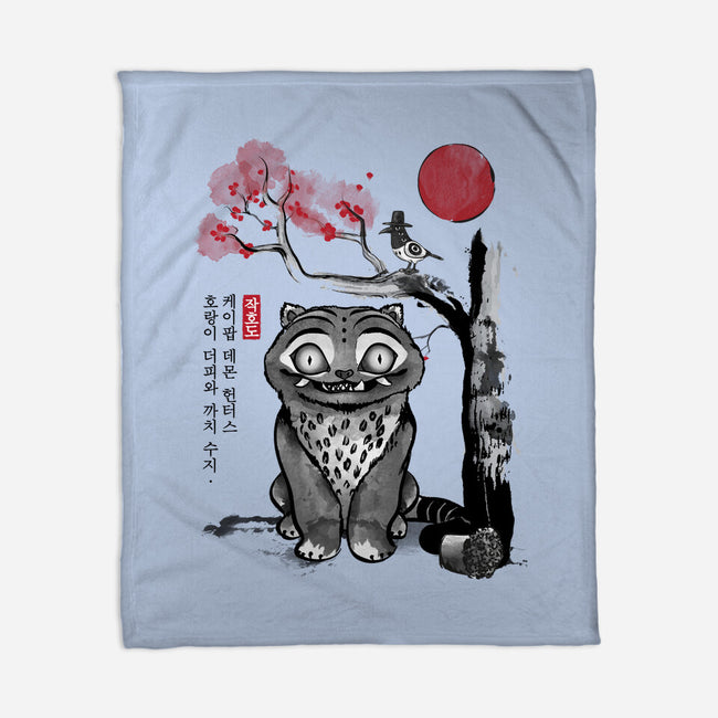 The Tiger And The Magpie Sumi-e-None-Fleece-Blanket-DrMonekers