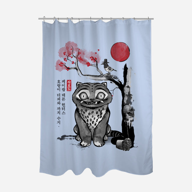 The Tiger And The Magpie Sumi-e-None-Polyester-Shower Curtain-DrMonekers