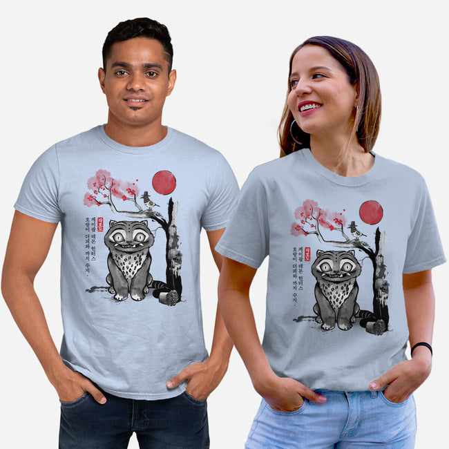 The Tiger And The Magpie Sumi-e-Unisex-Basic-Tee-DrMonekers