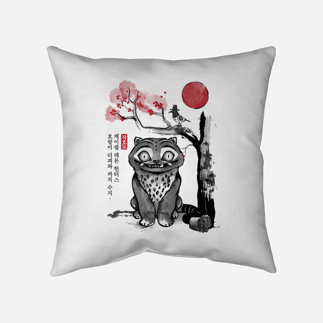 The Tiger And The Magpie Sumi-e-None-Removable Cover w Insert-Throw Pillow-DrMonekers