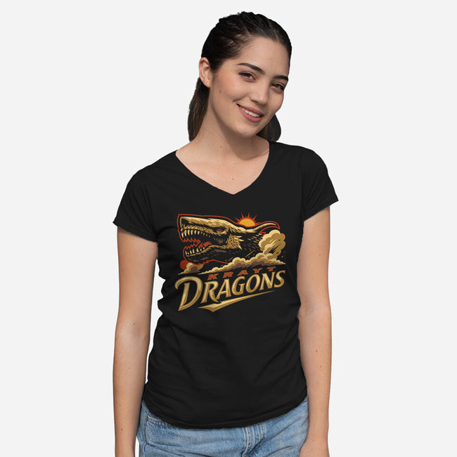 Krayt Dragons-Womens-V-Neck-Tee-Wheels