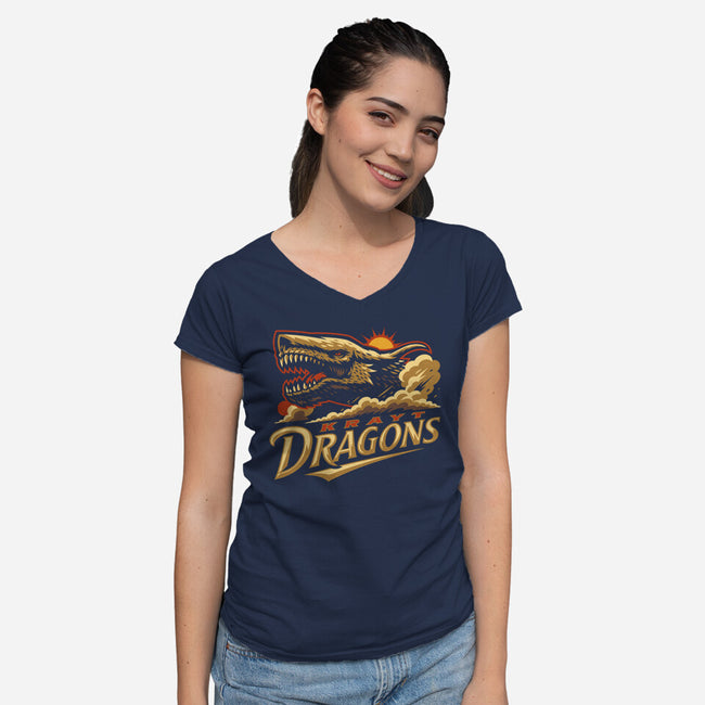 Krayt Dragons-Womens-V-Neck-Tee-Wheels