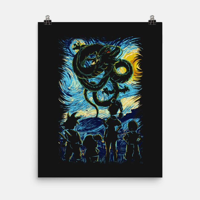 Dragon In Strry Night-None-Matte-Poster-fanfabio