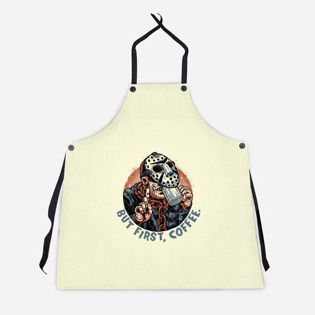 Camp Coffee-Unisex-Kitchen-Apron-glitchygorilla