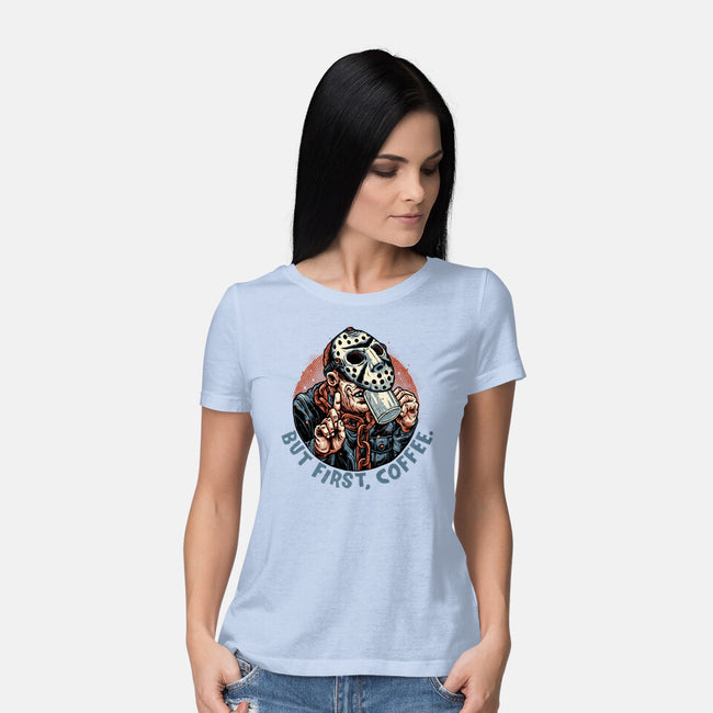 Camp Coffee-Womens-Basic-Tee-glitchygorilla