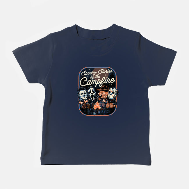 Spooky Campfire-Baby-Basic-Tee-glitchygorilla