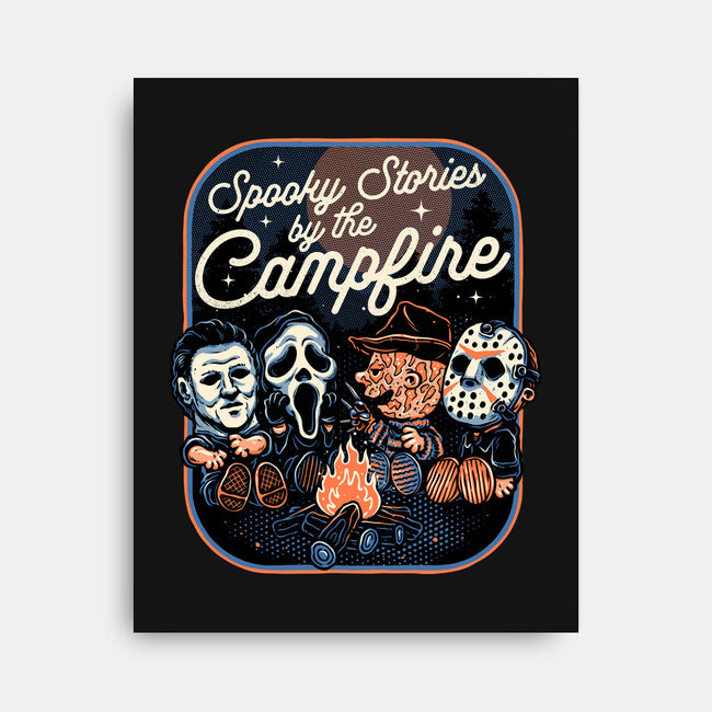 Spooky Campfire-None-Stretched-Canvas-glitchygorilla