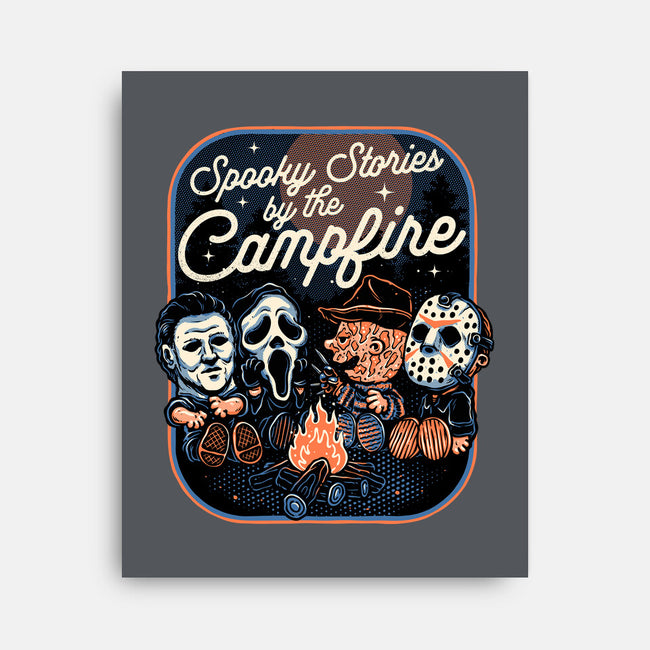 Spooky Campfire-None-Stretched-Canvas-glitchygorilla