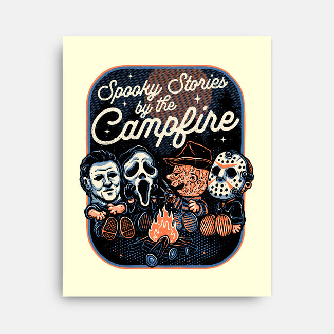 Spooky Campfire-None-Stretched-Canvas-glitchygorilla