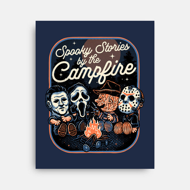 Spooky Campfire-None-Stretched-Canvas-glitchygorilla