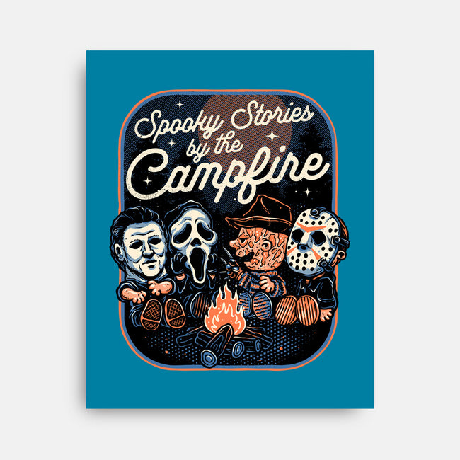 Spooky Campfire-None-Stretched-Canvas-glitchygorilla