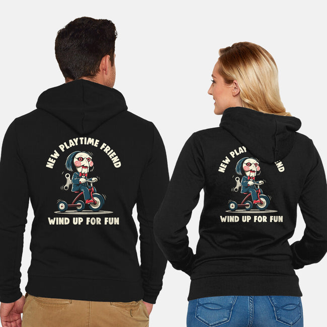 New Playtime Friend-Unisex-Zip-Up-Sweatshirt-Marinho
