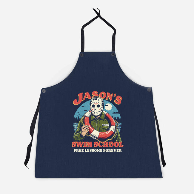 Jason's Swim School-Unisex-Kitchen-Apron-Marinho