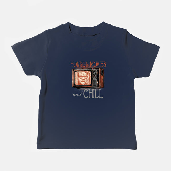 Horror Movies And Chill-Baby-Basic-Tee-glitchygorilla