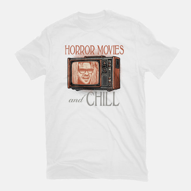 Horror Movies And Chill-Womens-Basic-Tee-glitchygorilla