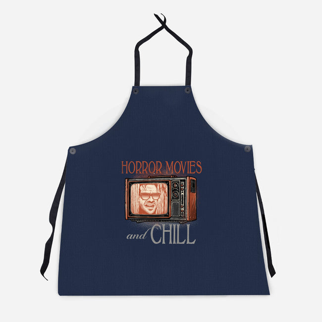 Horror Movies And Chill-Unisex-Kitchen-Apron-glitchygorilla
