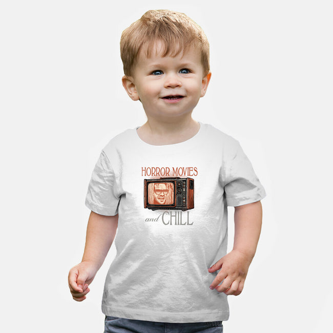 Horror Movies And Chill-Baby-Basic-Tee-glitchygorilla
