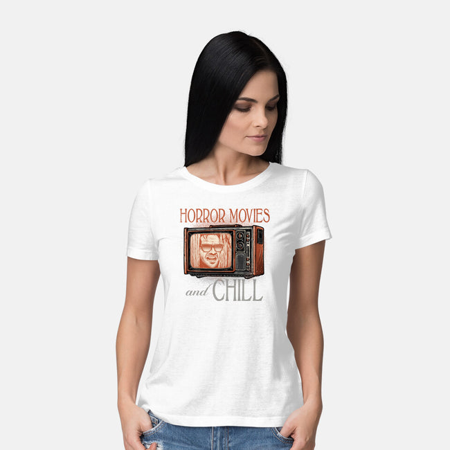 Horror Movies And Chill-Womens-Basic-Tee-glitchygorilla