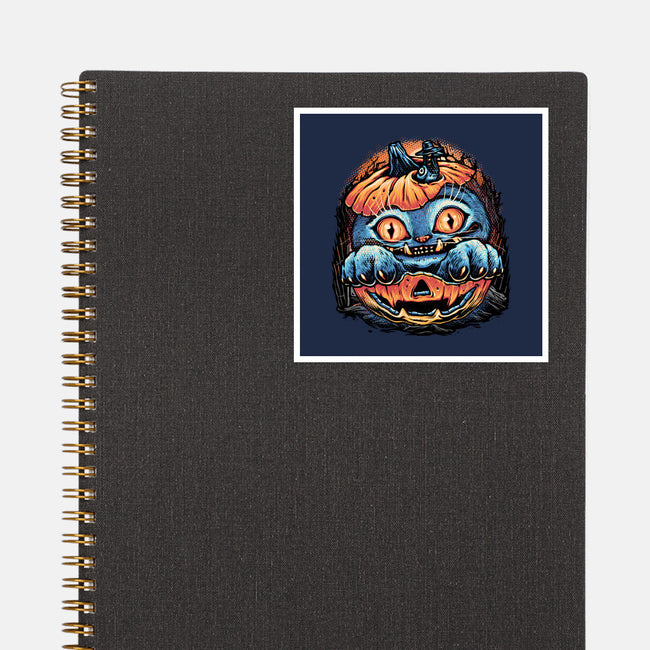 Blue Tiger Pumpkin-None-Glossy-Sticker-glitchygorilla