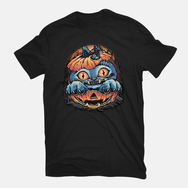 Blue Tiger Pumpkin-Mens-Basic-Tee-glitchygorilla