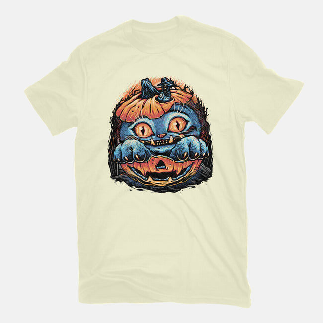 Blue Tiger Pumpkin-Mens-Basic-Tee-glitchygorilla
