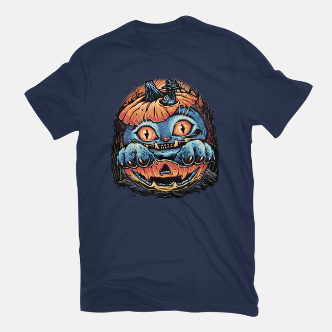 Blue Tiger Pumpkin-Mens-Basic-Tee-glitchygorilla