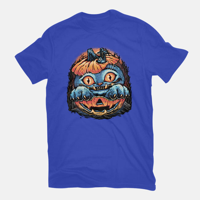 Blue Tiger Pumpkin-Womens-Fitted-Tee-glitchygorilla