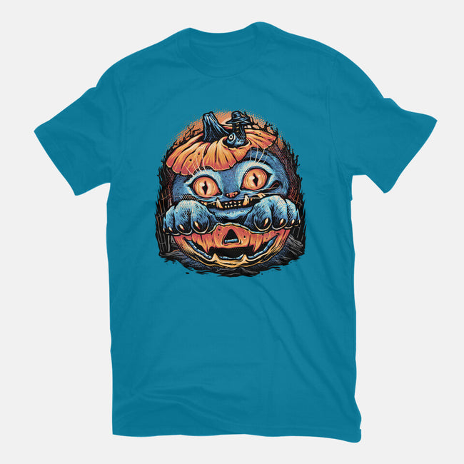Blue Tiger Pumpkin-Mens-Basic-Tee-glitchygorilla