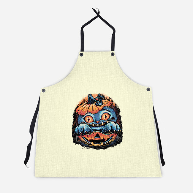 Blue Tiger Pumpkin-Unisex-Kitchen-Apron-glitchygorilla