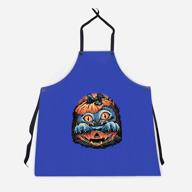 Blue Tiger Pumpkin-Unisex-Kitchen-Apron-glitchygorilla