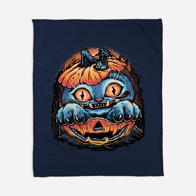Blue Tiger Pumpkin-None-Fleece-Blanket-glitchygorilla