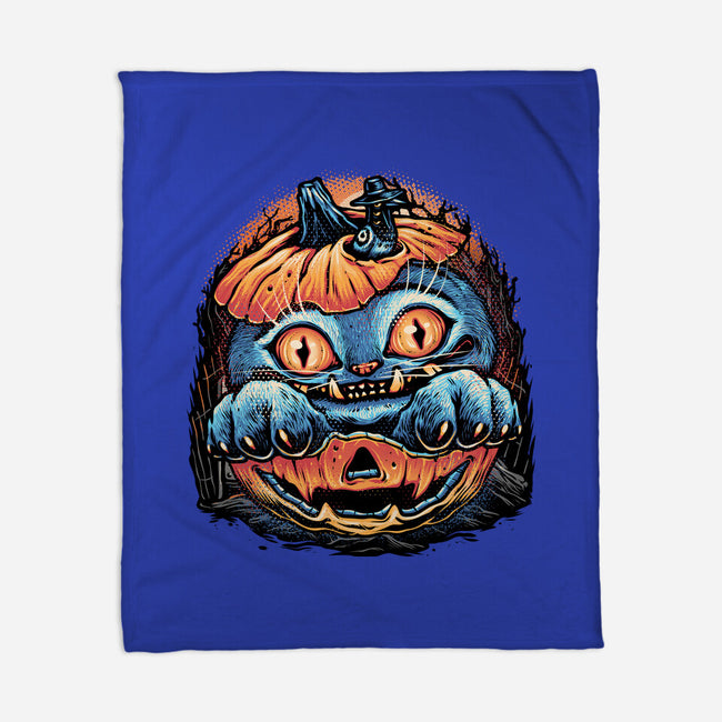Blue Tiger Pumpkin-None-Fleece-Blanket-glitchygorilla